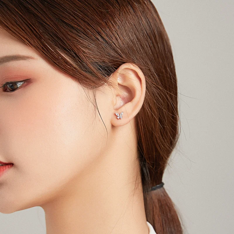 (afbeelding voor) Pandora Style Bicolor Gelukkig Gras en Vlinders Oorknopjes - SCE1008 - Bekijken 6