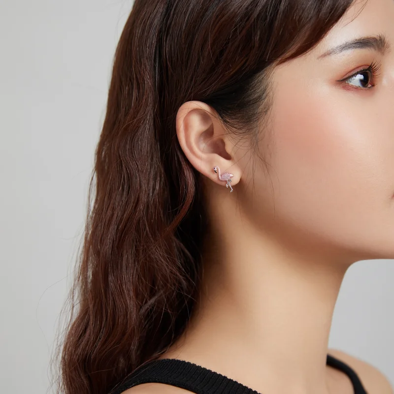 (afbeelding voor) Pandora Style Blad & Flamingo's Oorknopjes - SCE1124 - Bekijken 5