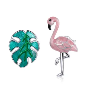 Pandora Style Blad & Flamingo's Oorknopjes - SCE1124 (afbeelding voor) Pandora Style Blad & Flamingo's Oorknopjes - SCE1124