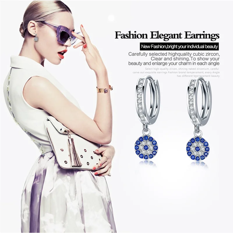 (afbeelding voor) Pandora Style Boze oog Oorhangers - SCE058 - Bekijken 2