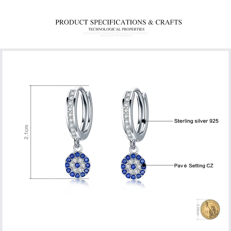 (afbeelding voor) Pandora Style Boze oog Oorhangers - SCE058 - Bekijken 3