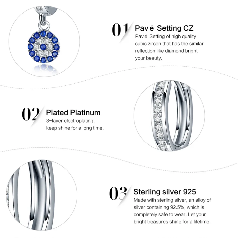 (afbeelding voor) Pandora Style Boze oog Oorhangers - SCE058 - Bekijken 9