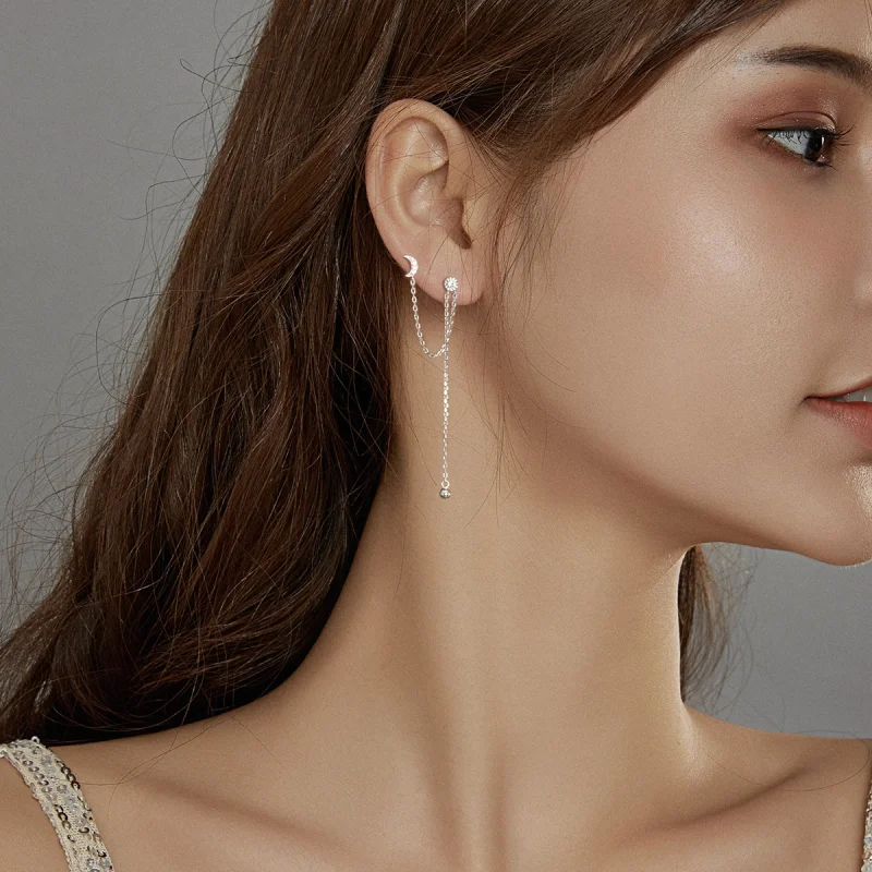 (afbeelding voor) Pandora Style Dromerige maan en sterren Star Oorhangers - BSE431 - Bekijken 6