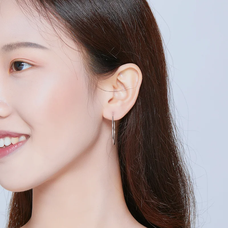 (afbeelding voor) Pandora Style Eenvoudige lijn Oorringen - SCE710 - Bekijken 7