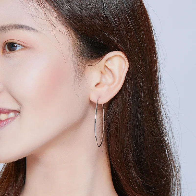(afbeelding voor) Pandora Style Eenvoudige lijn Oorringen - SCE711 - Bekijken 5