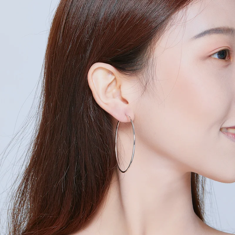 (afbeelding voor) Pandora Style Eenvoudige lijn Oorringen - SCE711 - Bekijken 6