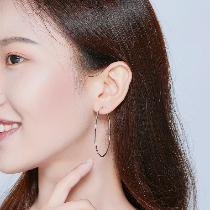 (afbeelding voor) Pandora Style Eenvoudige lijn Oorringen - SCE711 - Bekijken 7