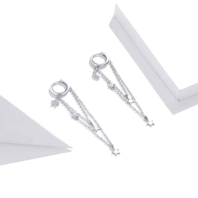 (afbeelding voor) Pandora Style Elegante stermaan Oorhangers - SCE982 - Bekijken 3