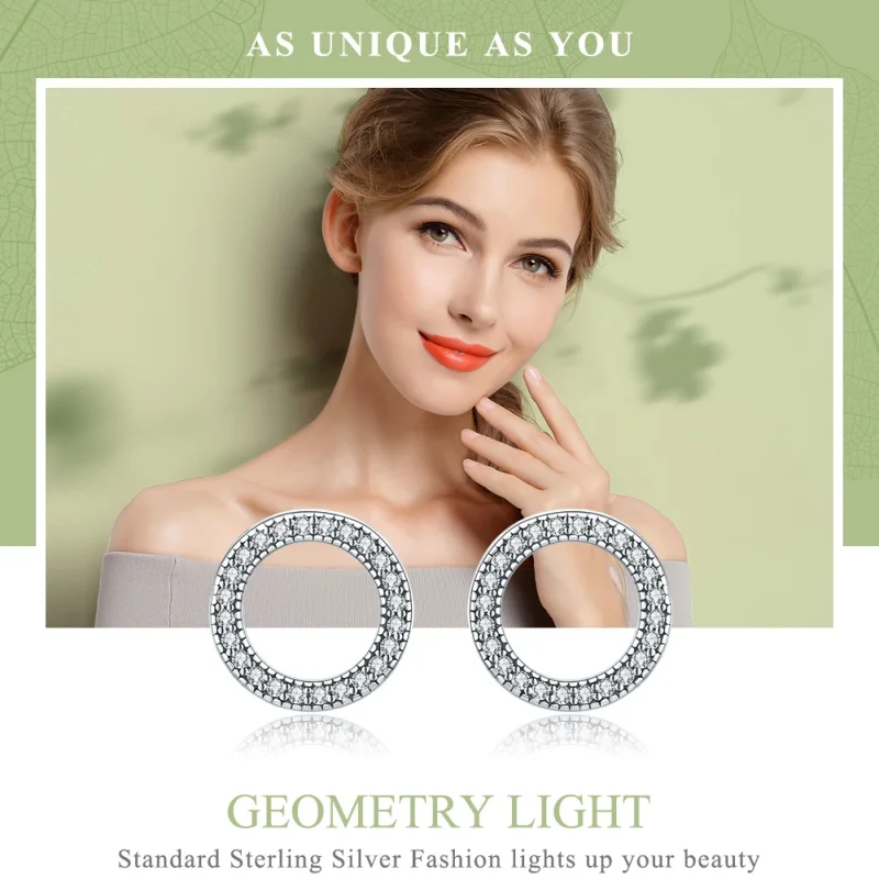 (afbeelding voor) Pandora Style Geometrie Licht Oorknopjes - SCE417 - Bekijken 2