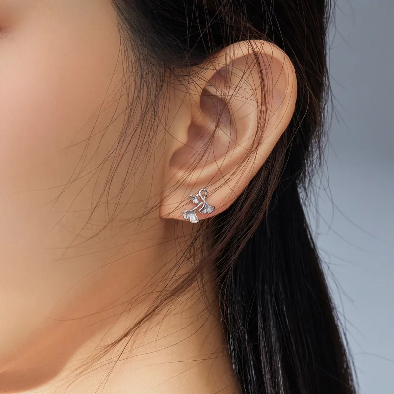 (afbeelding voor) Pandora Style Ginkgo blad Oorknopjes - BSE328 - Bekijken 7