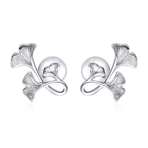 (afbeelding voor) Pandora Style Ginkgo blad Oorknopjes - BSE328