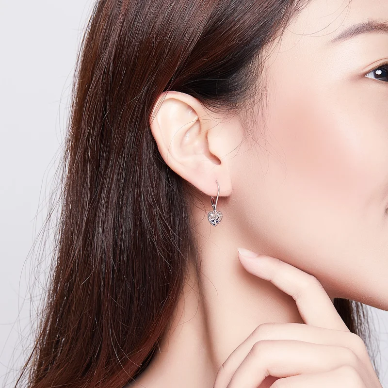 (afbeelding voor) Pandora Style Hart vorm Oorhangers - SCE746 - Bekijken 6