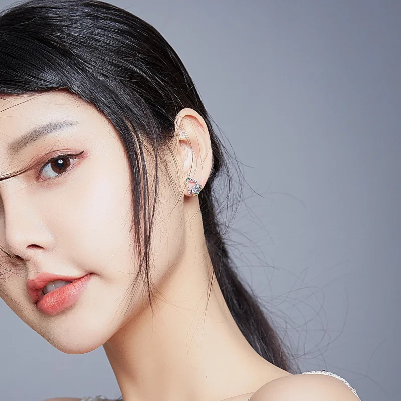 (afbeelding voor) Pandora Style Hartvormige kleine luiaard Oorknopjes - SCE885 - Bekijken 5