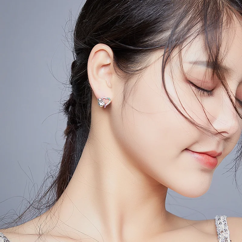 (afbeelding voor) Pandora Style Hartvormige kleine luiaard Oorknopjes - SCE885 - Bekijken 6