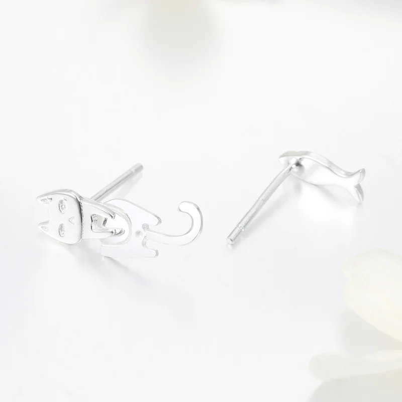 (afbeelding voor) Pandora Style Kat en vis Oorknopjes - SCE488 - Bekijken 6