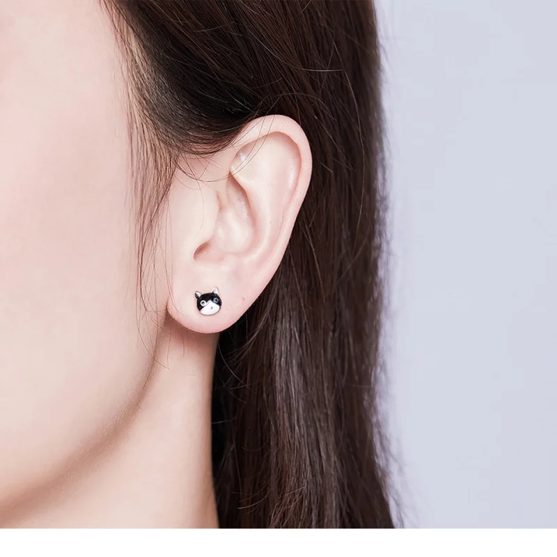 (afbeelding voor) Pandora Style Kat en vis Oorknopjes - SCE623 - Bekijken 2