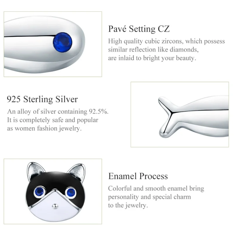 (afbeelding voor) Pandora Style Kat en vis Oorknopjes - SCE623 - Bekijken 4