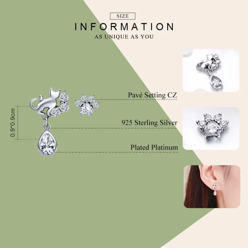 (afbeelding voor) Pandora Style Katten gezelschap Oorknopjes - SCE424 - Bekijken 2