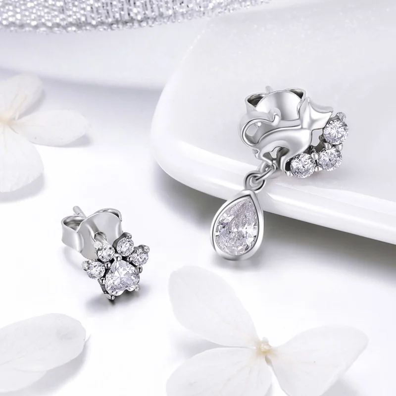 (afbeelding voor) Pandora Style Katten gezelschap Oorknopjes - SCE424 - Bekijken 4