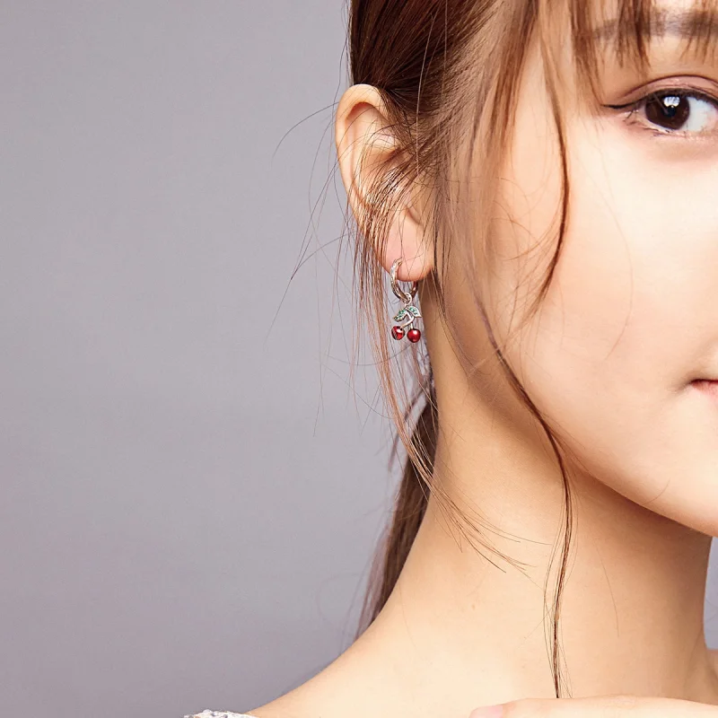 (afbeelding voor) Pandora Style Kers Oorhangers - SCE905 - Bekijken 6