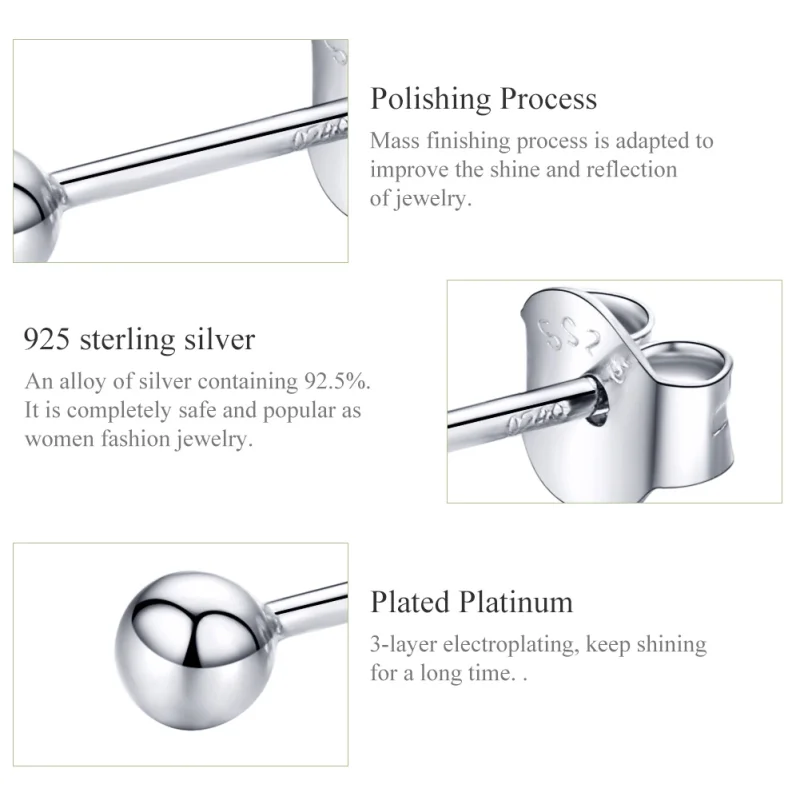 (afbeelding voor) Pandora Style kleine bal Oorknopjes - SCE581 - Bekijken 3