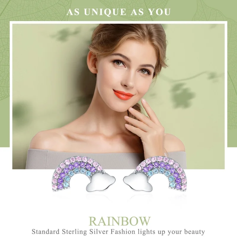 (afbeelding voor) Pandora Style Kleine Regenboog Oorknopjes - SCE578 - Bekijken 3