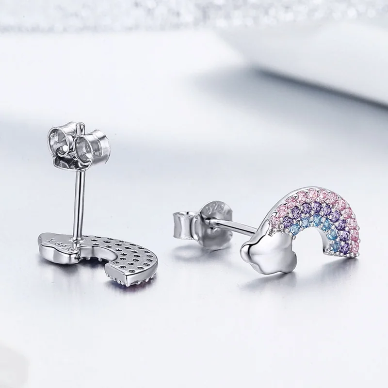 (afbeelding voor) Pandora Style Kleine Regenboog Oorknopjes - SCE578 - Bekijken 4