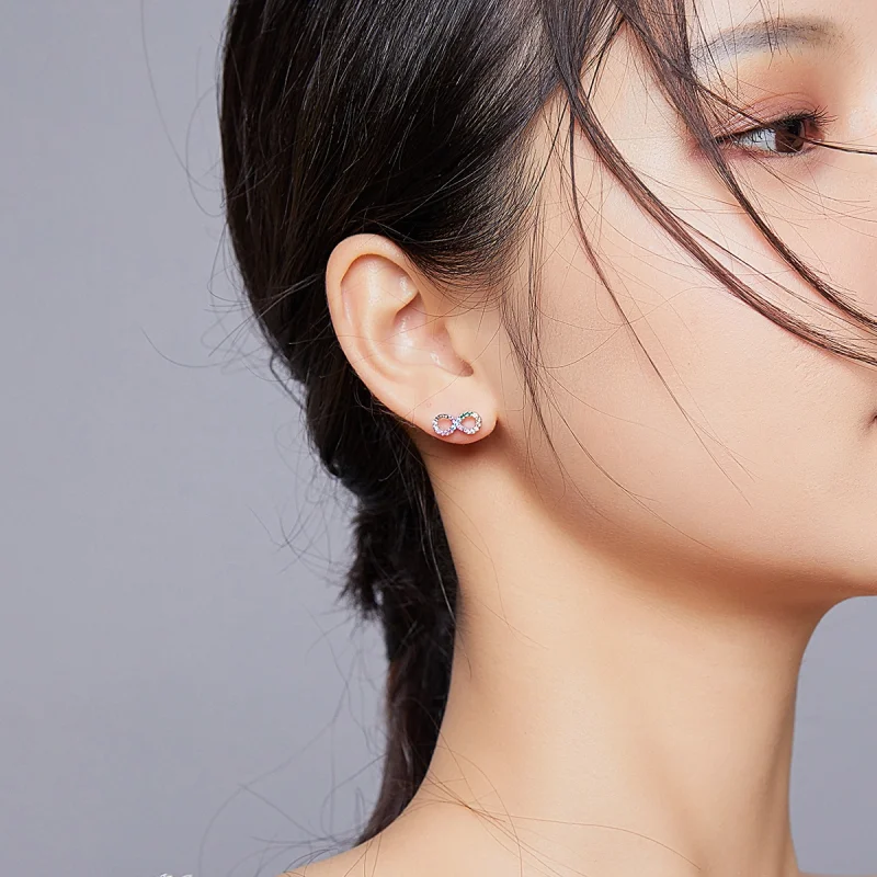 (afbeelding voor) Pandora Style Kleurrijk symbool van oneindigheid Oorknopjes - SCE893 - Bekijken 5