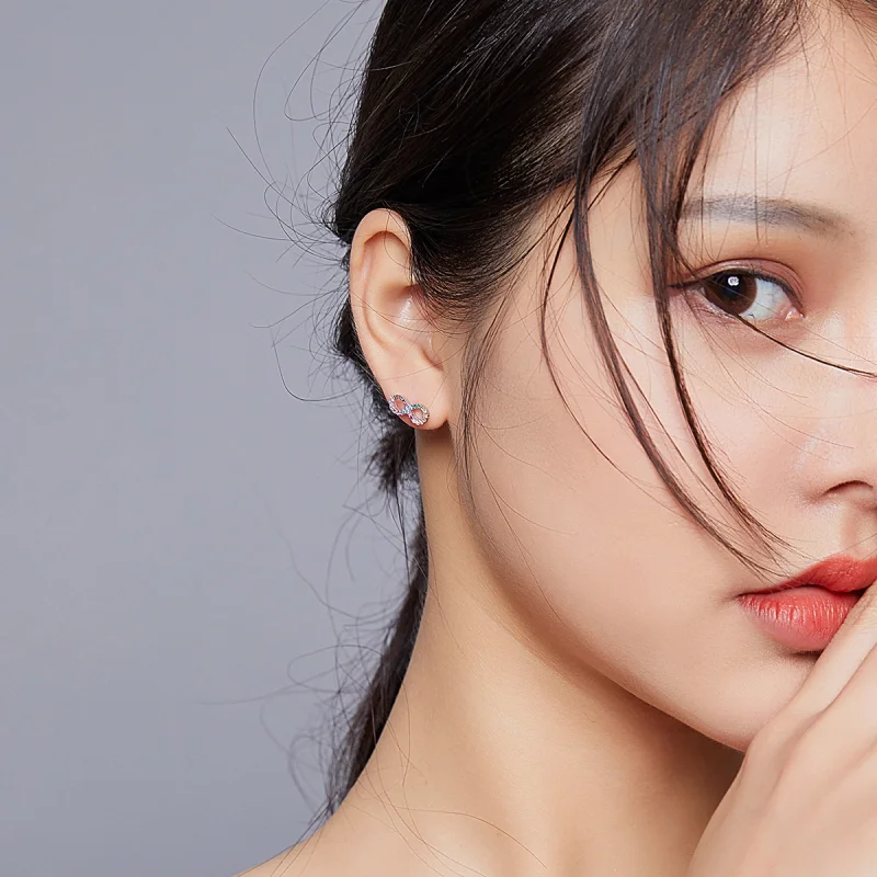 (afbeelding voor) Pandora Style Kleurrijk symbool van oneindigheid Oorknopjes - SCE893 - Bekijken 6