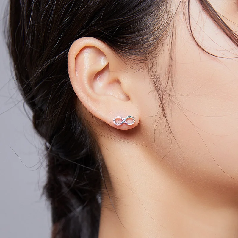 (afbeelding voor) Pandora Style Kleurrijk symbool van oneindigheid Oorknopjes - SCE893 - Bekijken 7