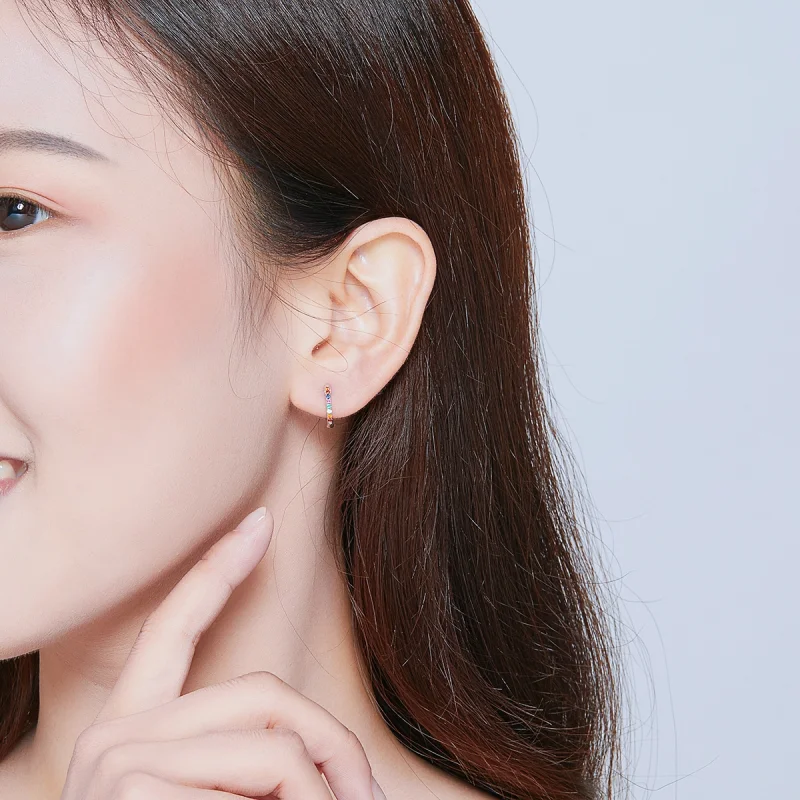 (afbeelding voor) Pandora Style Kleurrijke zirkoon Oorringen - SCE721 - Bekijken 6