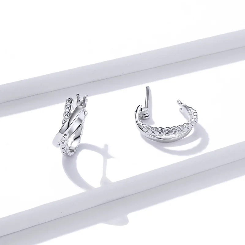 (afbeelding voor) Pandora Style Ledertextuur Oorringen - BSE440 - Bekijken 4