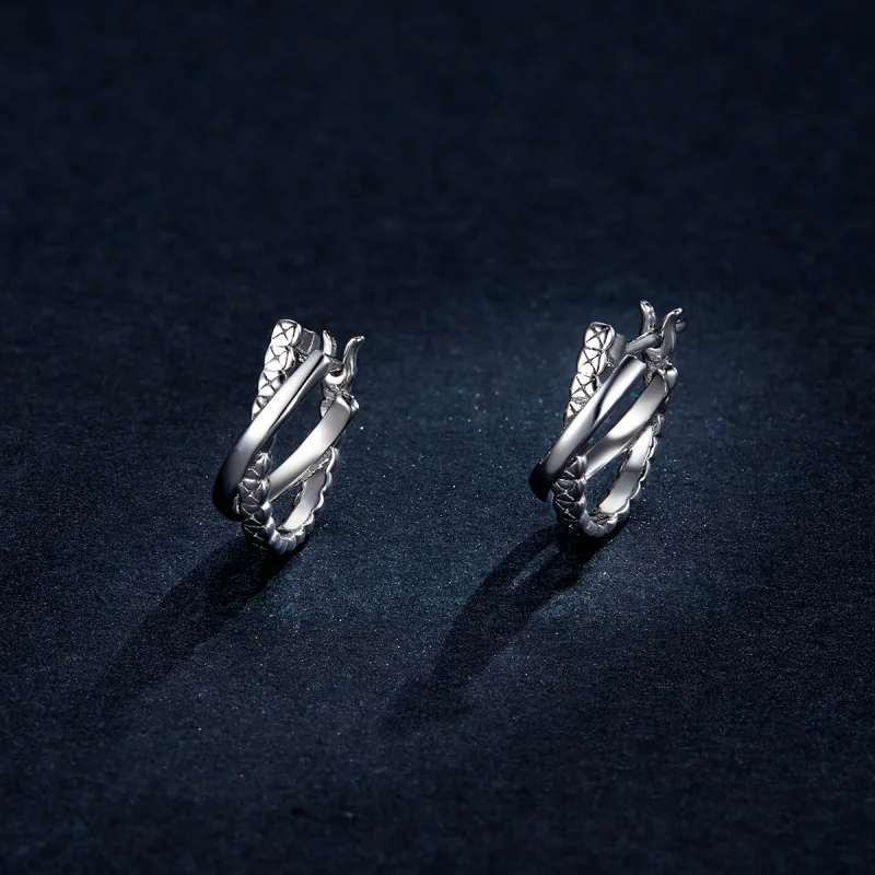 (afbeelding voor) Pandora Style Ledertextuur Oorringen - BSE440 - Bekijken 5