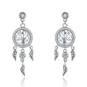 (afbeelding voor) Pandora Style Life Tree & Dromenvanger Oorhangers - SCE457