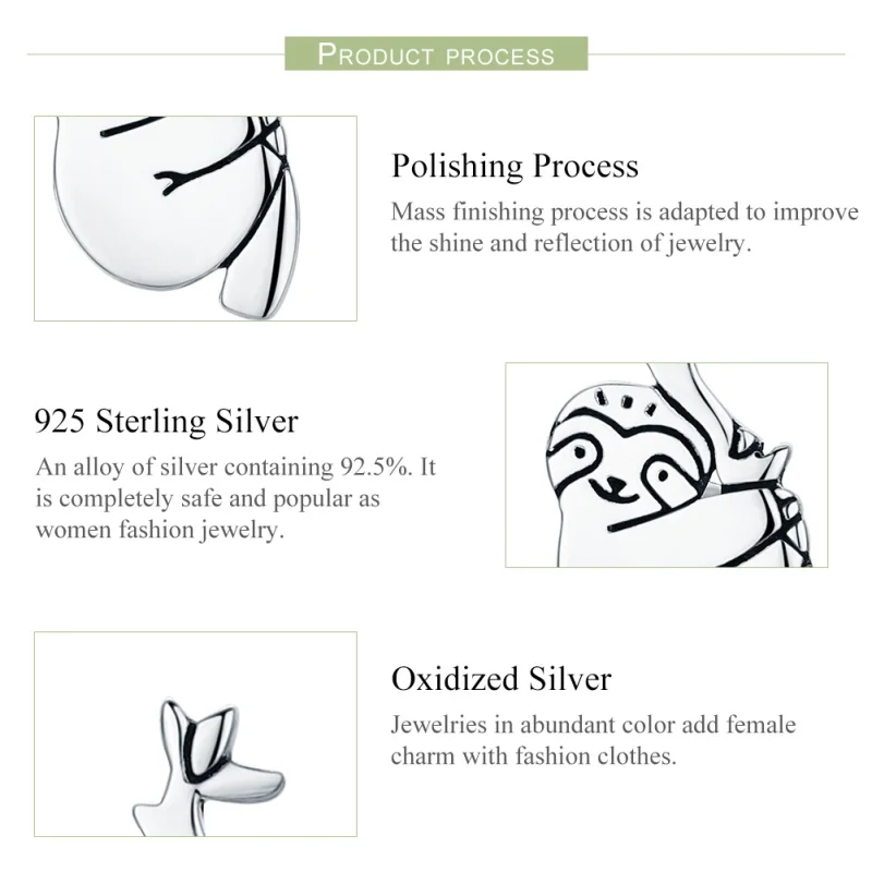 (afbeelding voor) Pandora Style Luiaard Oorknopjes - SCE327 - Bekijken 4