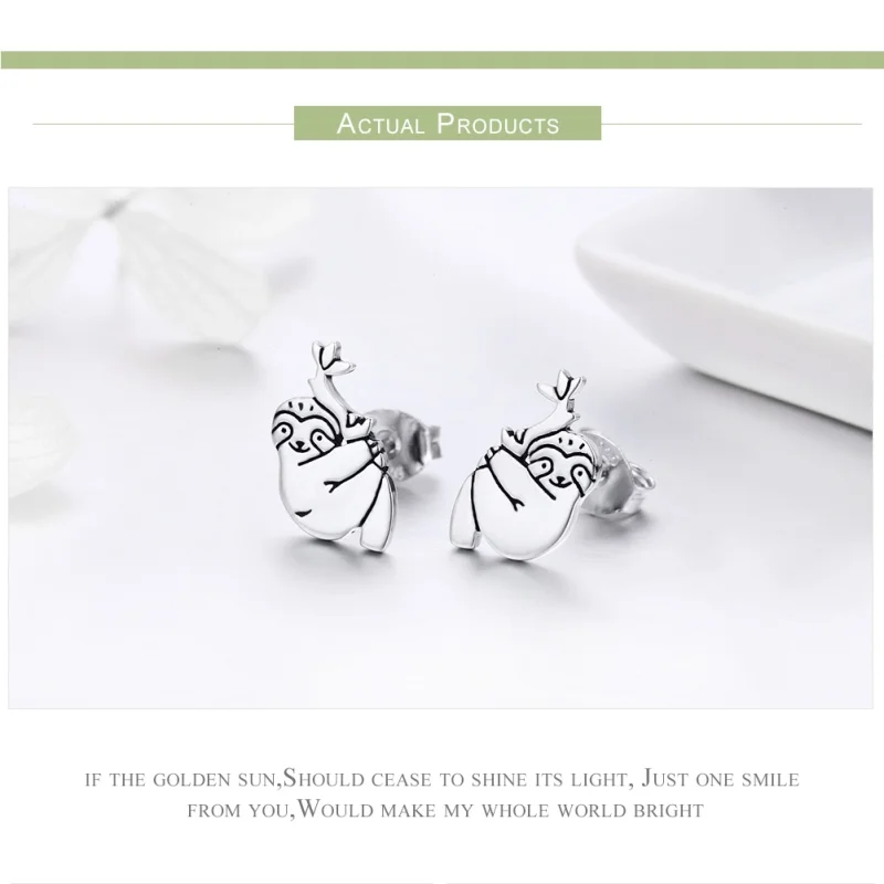 (afbeelding voor) Pandora Style Luiaard Oorknopjes - SCE327 - Bekijken 5