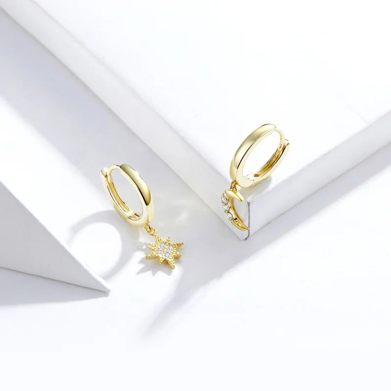 (afbeelding voor) Pandora Style Maan ster Oorhangers - SCE785 - Bekijken 2