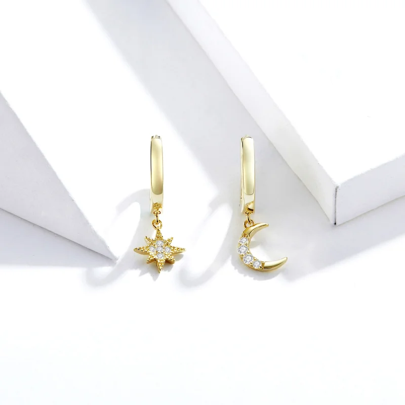 (afbeelding voor) Pandora Style Maan ster Oorhangers - SCE785 - Bekijken 3