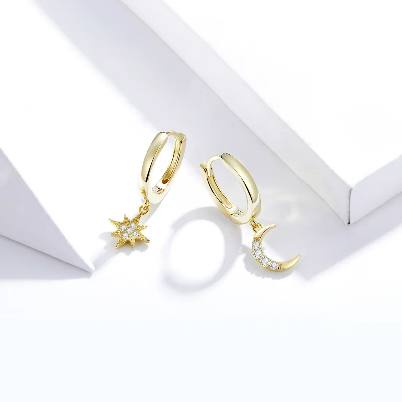 (afbeelding voor) Pandora Style Maan ster Oorhangers - SCE785 - Bekijken 4