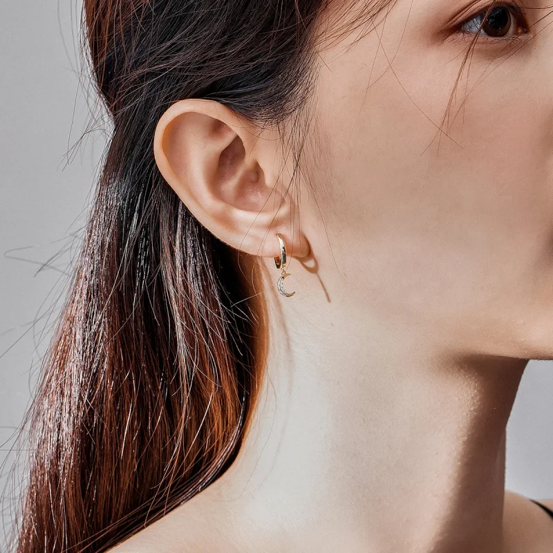 (afbeelding voor) Pandora Style Maan ster Oorhangers - SCE785 - Bekijken 5