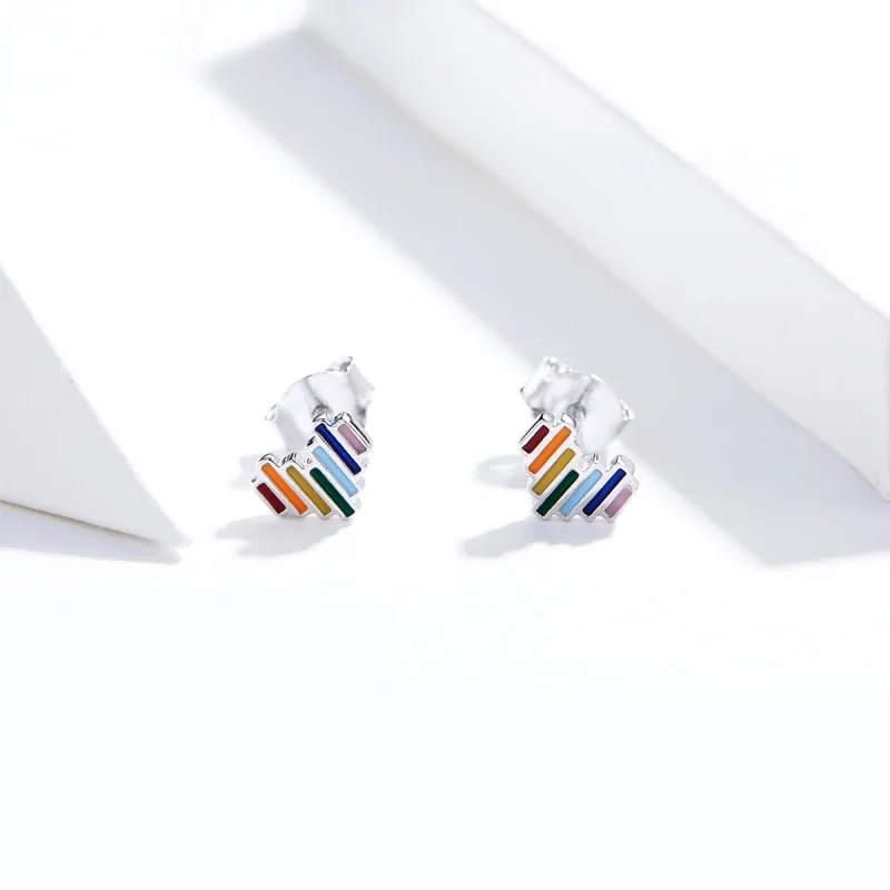 (afbeelding voor) Pandora Style Regenboog Hart Oorknopjes - SCE787 - Bekijken 4