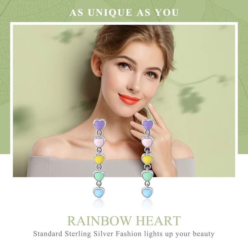 (afbeelding voor) Pandora Style Regenboog Harten Oorknopjes - SCE451 - Bekijken 2