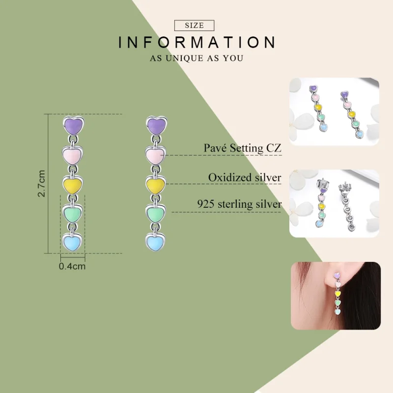 (afbeelding voor) Pandora Style Regenboog Harten Oorknopjes - SCE451 - Bekijken 3