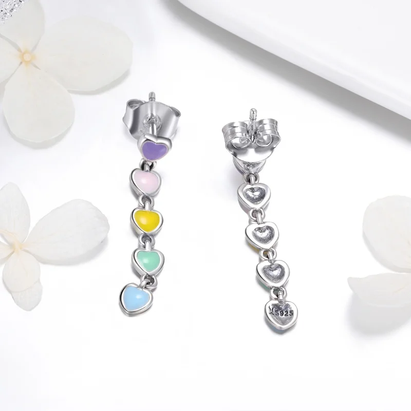 (afbeelding voor) Pandora Style Regenboog Harten Oorknopjes - SCE451 - Bekijken 5