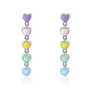 (afbeelding voor) Pandora Style Regenboog Harten Oorknopjes - SCE451