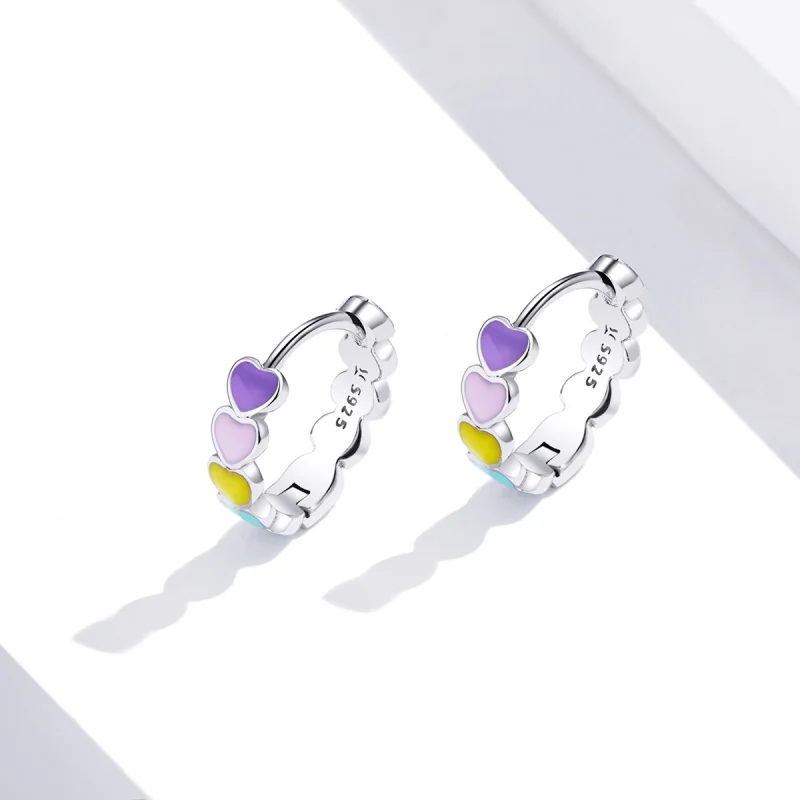 (afbeelding voor) Pandora Style Regenboog Harten Oorringen - SCE909 - Bekijken 2