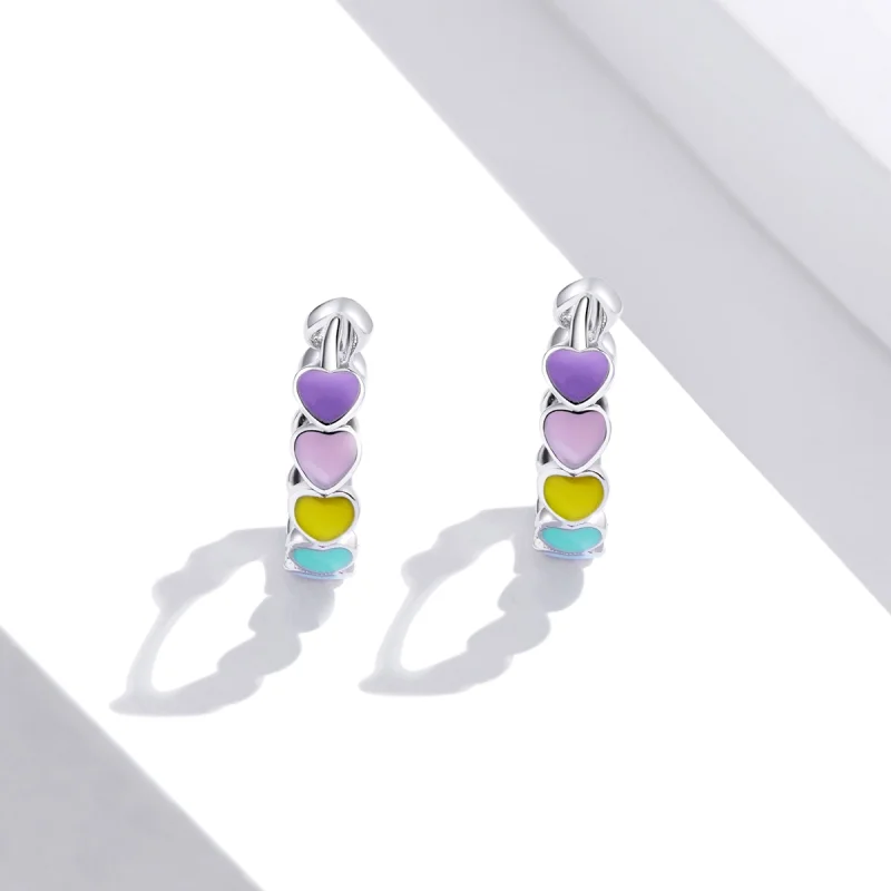 (afbeelding voor) Pandora Style Regenboog Harten Oorringen - SCE909 - Bekijken 4