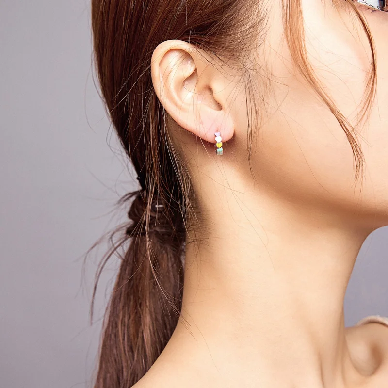 (afbeelding voor) Pandora Style Regenboog Harten Oorringen - SCE909 - Bekijken 5