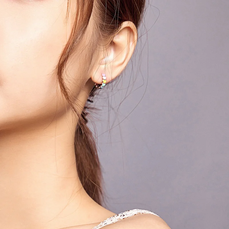 (afbeelding voor) Pandora Style Regenboog Harten Oorringen - SCE909 - Bekijken 7