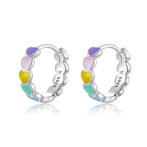 (afbeelding voor) Pandora Style Regenboog Harten Oorringen - SCE909